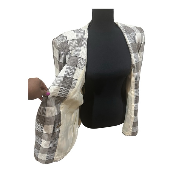 Kasper ASL Gray Buffalo Check Blazer Double Breasted Petite 14P Vintage, NWT - Picture 6 of 10